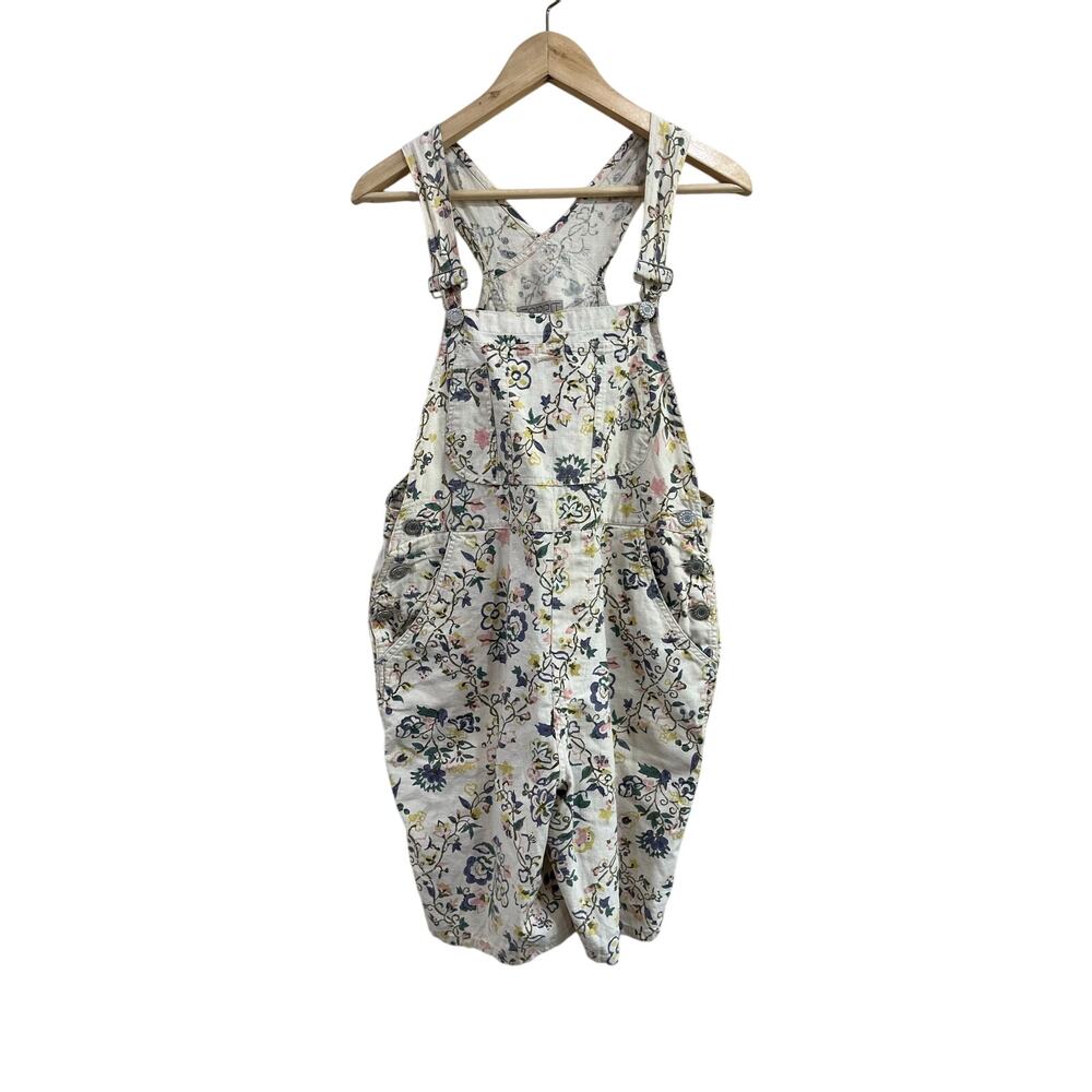 Vintage Esprit Sport Floral Overall Shorts Linen Blend Cottagecore Large